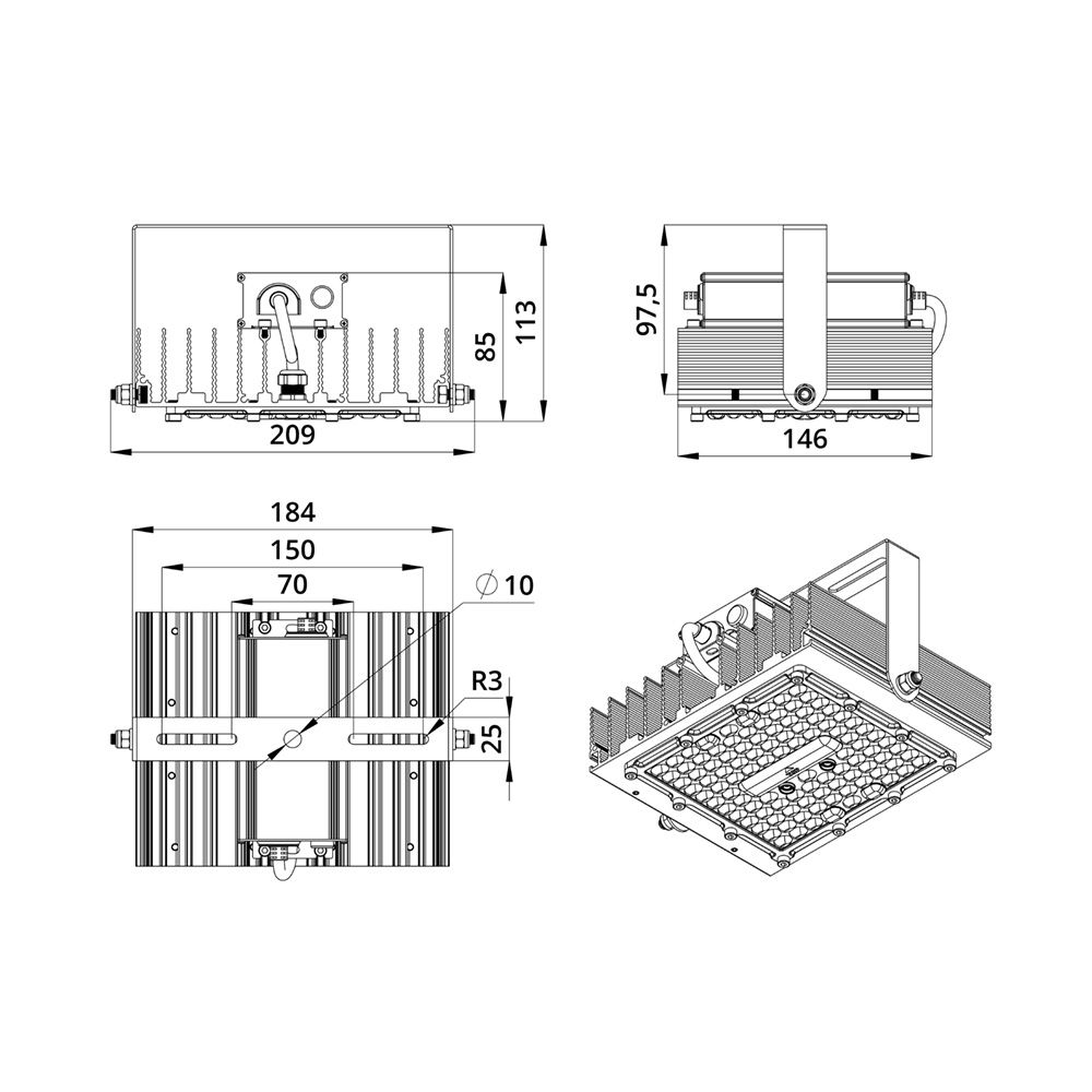 Прожектор 60 S CRI70 5000К 155х70°