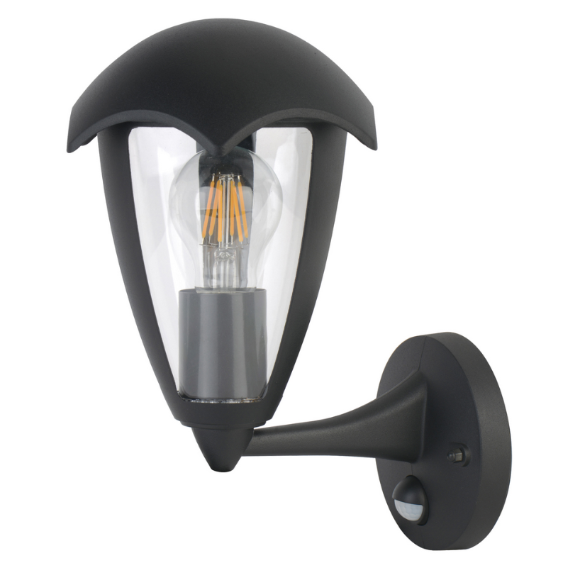 Светильник садово-парковый Uniel UUL-S81A 60W/E27 SENSOR IP54 BLACK под лампу Е27, с датчиком движения. черный