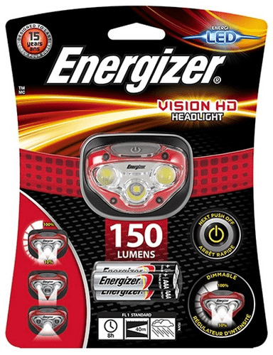Фонарь налобный светодиодный ENERGIZER  HL Vision HD 3xAAA, tray