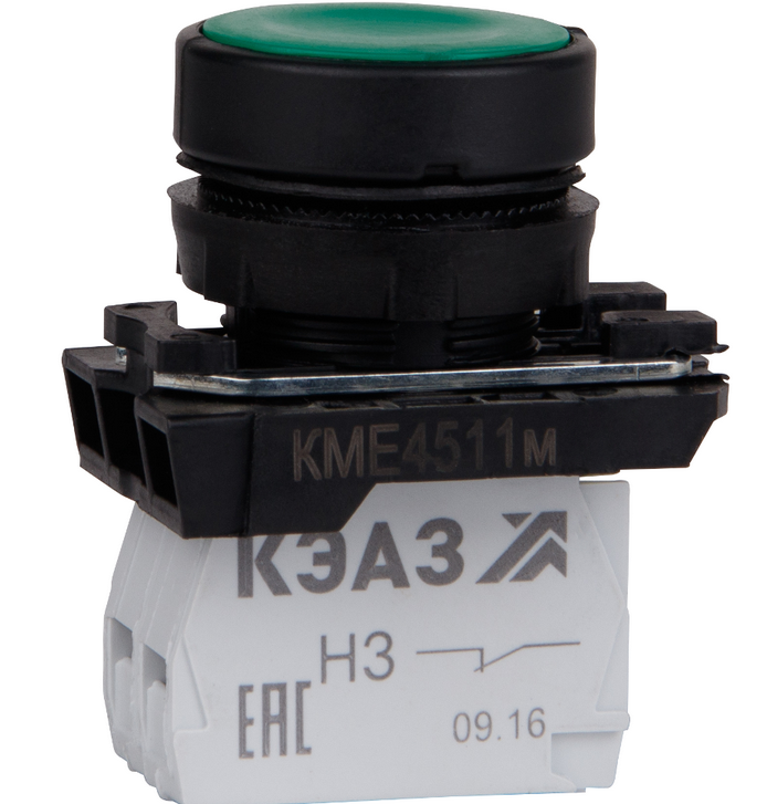 Кнопка КМЕ4511м зеленый 1но+1нз цилиндр IP54 КЭАЗ