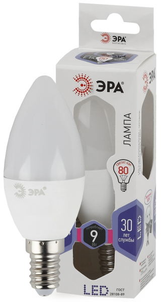 Светодиодная лампа ЭРА В35  9Вт 170-265В 6000К E14