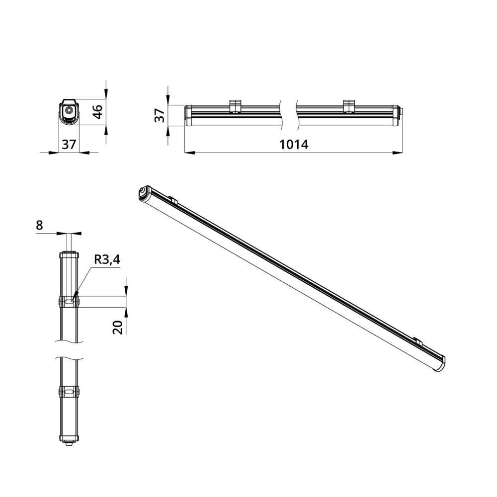 Т-Линия Слим 30 1000мм Эко CRI70 3000К Опал