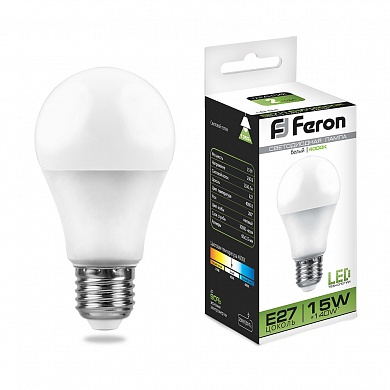 Светодиодная лампа Feron А60 15Вт 230В 4000K E27
