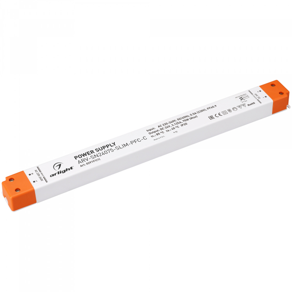 Arlight Драйвер 24V 75Вт IP20 320х30х19 ARV-SN24075-SLIM-PFC-C (24V, 3.12A, 75W)
