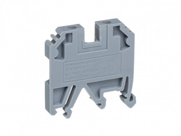Клемма  2,5 кв серый 24А винт. DEKraft ЗН-101-2-24А-07 Systeme Electric