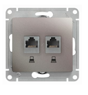 Glossa Платина Розетка 2-местная компьютерная RJ45+RJ45, категория 5E, механизм IP20 скрытая установка GSL001285KK