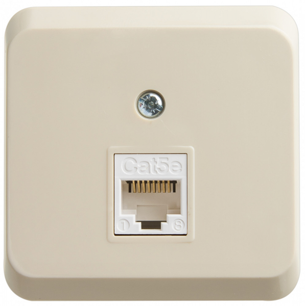 Schneider Electric  ЭТЮД  Крем  Розетка компьютерная RJ45 кат.5E, открытая установка Сделано в России KOMA-001K