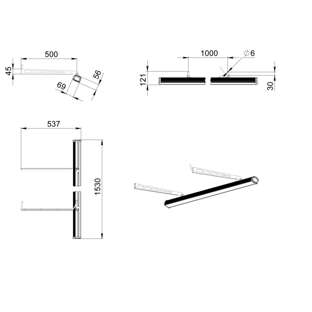 Т-Линия Компакт 45 1500мм CRI90 3000К Опал Классная доска