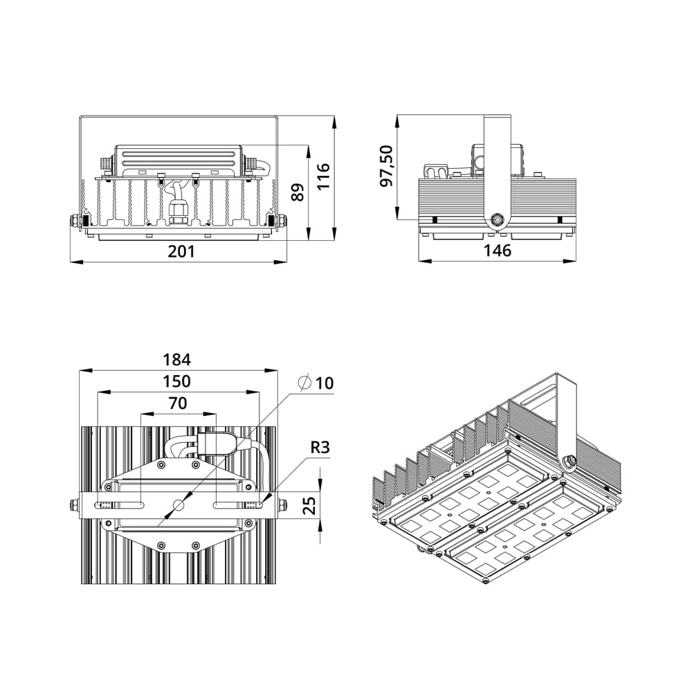 Прожектор 50 S Эко CRI70 3000К 55°