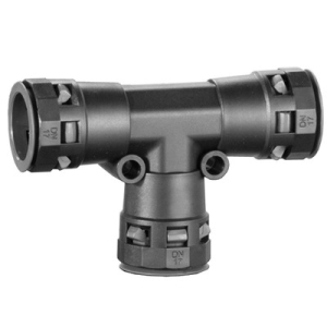 Тройник DN 23/23/23 мм, полиамид, цвет черный, DKC PAT23N