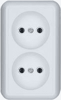 Schneider Electric  Прима  Белый  Розетка 2-местная без заземляющих контактов 16А, 250В,   замена на RA10-403-B IP20 открытая установка RA16-213-B