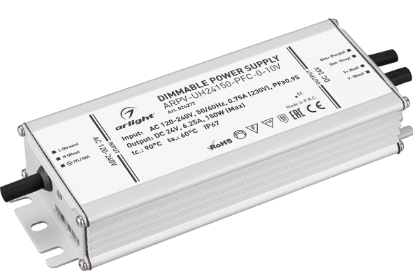 Arlight Блок питания 24V, 150W IP67 161х68х34 ARPV-UH24150-PFC-0-10V (24V, 6.3A, 150W)