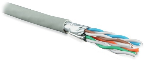 UFTP4-C6A-S23-IN-LSZH-GY-500 (500 м) Кабель витая пара U/FTP, кат. 6a (10GBE), 4 пары (23AWG), одножильный (solid), каждая пара в экране, без общего экрана, для использования в неэкранированных системах, LSZH, серый Hyperline