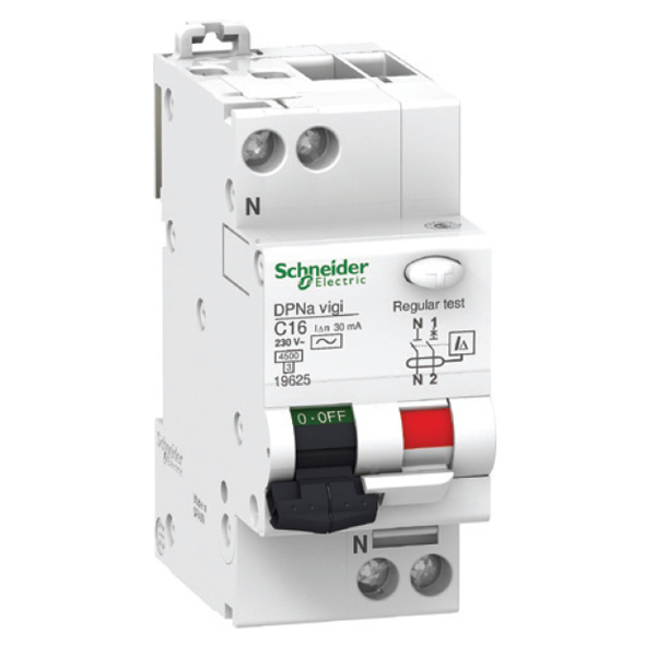 Дифференциальный автомат  2П    6А   30мА  Schneider Electric  Acti9  характеристика С  тип АС  iDPN N VIGI 6кА 6А C 30MА AC A9D31606