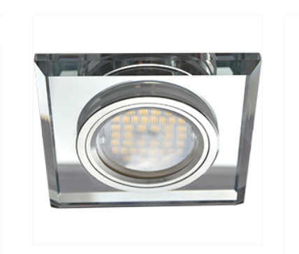 Светильник точечный Ecola MR16 DL1651 GU5.3 Glass Стекло Квадрат скошенный край Хром / Хром 25x90x90 (кd74)