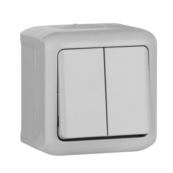 Legrand  Quteo  Серый Переключатель 10A 2-клавишный IP44 782331