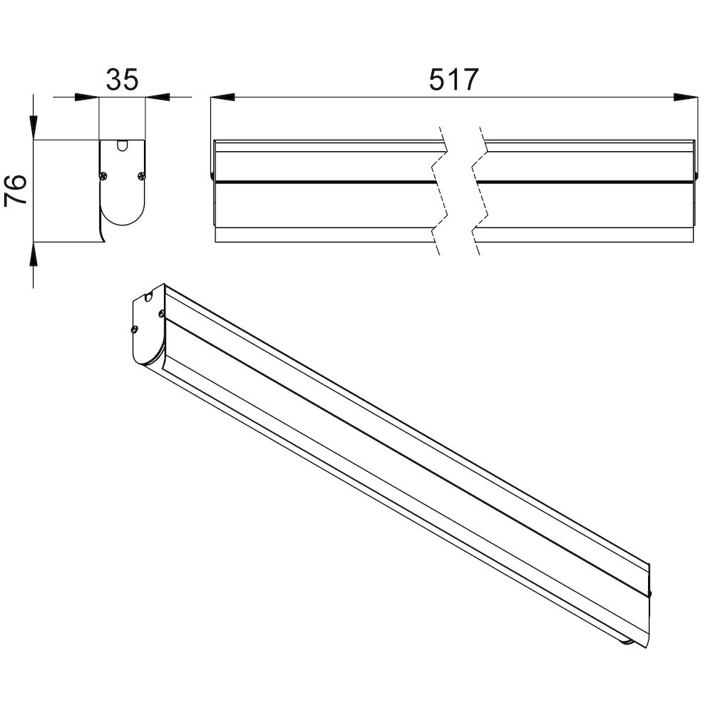 Модерн v2.0 3 510мм (6Вт/м) 24В DC CRI80 5000К Опал (Профиль, козырек)