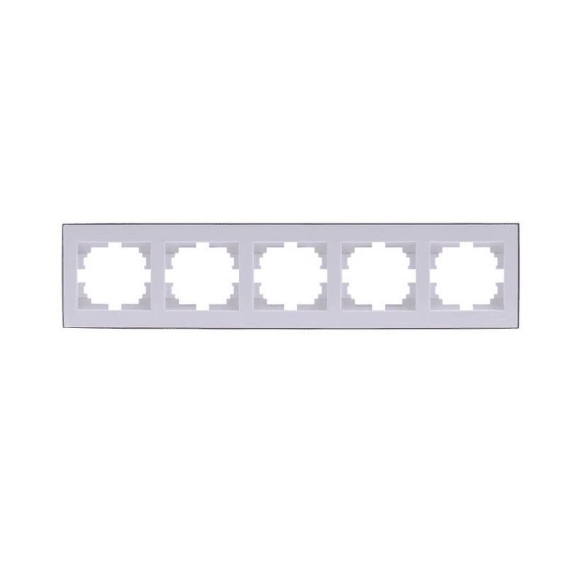 Lezard  Rain  Белый Рамка 5-местная горизонтальная с боковой вставкой хром СП 703-0225-150