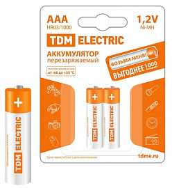 Аккумулятор TDM AAA-1000 mAh Ni-MH BP-2 (кратно 2)