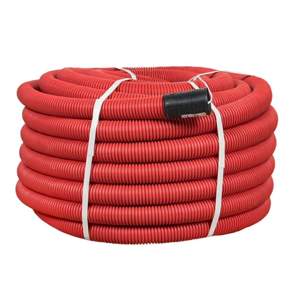 Труба гибкая двустенная д. 50мм, с/з цвет красный (50м) EKF PROxima (кратно 50)