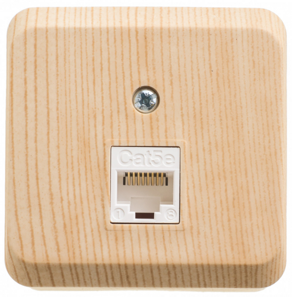 Schneider Electric  ЭТЮД  Сосна  Розетка открытая установка компьютерная RJ45 кат.5E, Сделано в России KOMA-001D
