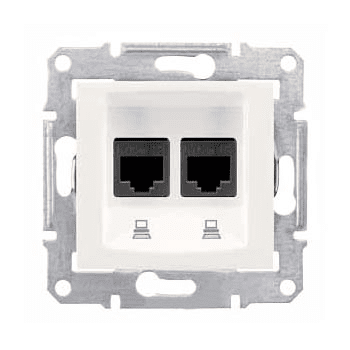 Schneider Electric Sedna  Бежевый Розетка механизм компьютерная 2-местная RJ45 категория 6, экранированная STP с пружинными зажимами IP20 скрытая установка SDN5000147