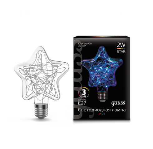 Светодиодная лампа Gauss 2Вт 185-265В RGB Е27 115х155мм
