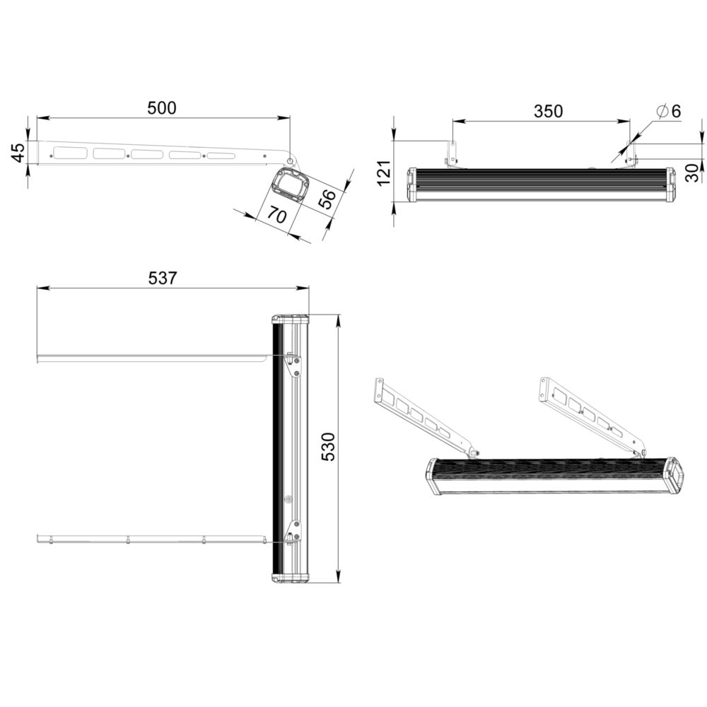 Т-Линия Компакт 10 500мм CRI80 3000К Опал Классная доска
