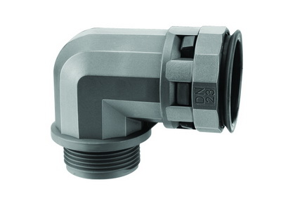 Муфта 90 грд. труба-коробка DN 23 мм, М25х1,5, полиамид, цвет черный PAN23M25N