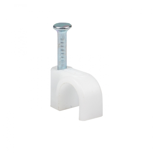 Скоба крепежная для кабеля  d6 (50шт в уп-ке) круглая пластиковая EKF