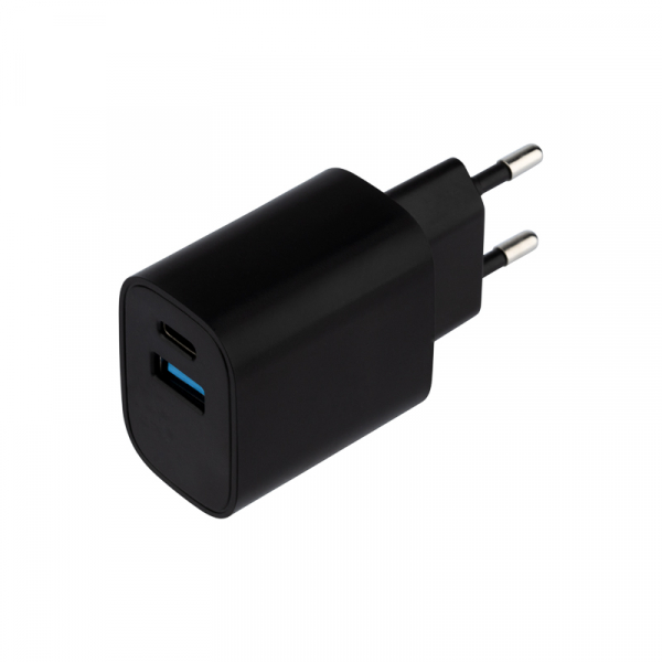 Сетевое зарядное устройство REXANT USB + Type-C, 5V, 2.4 A, черное 16-0297