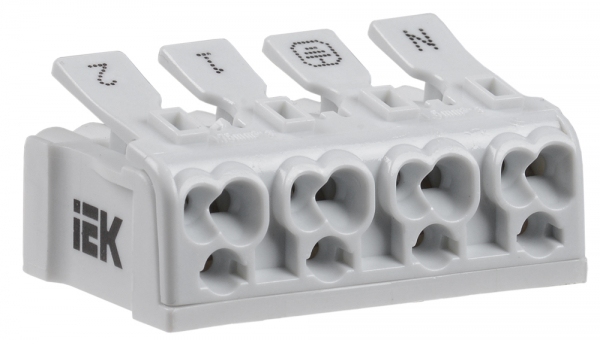 IEK КСП4-2L+N+PE Клемма пружинная соединительная UKZ-B06-4P-F0-E0-10