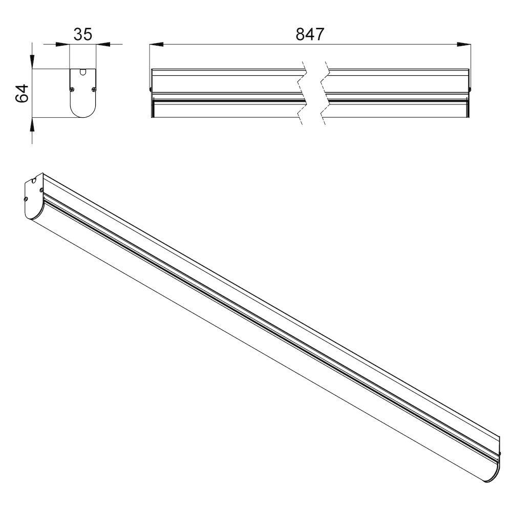 Модерн v2.0 5 840мм (6Вт/м) 24В DC CRI80 3000К Опал (Профиль)