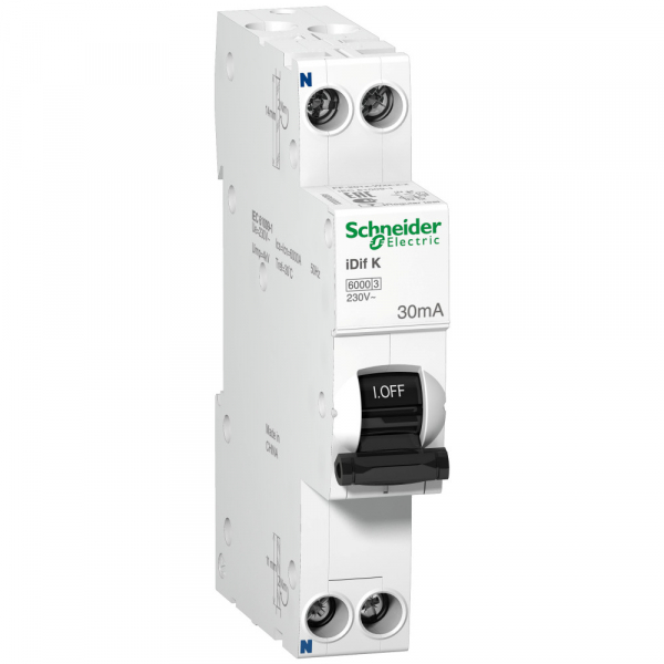 Дифференциальный автомат  2П  20А   30мA  Schneider Electric  iDif K 6кА  характеристика C тип A электронного типа  A9D49620