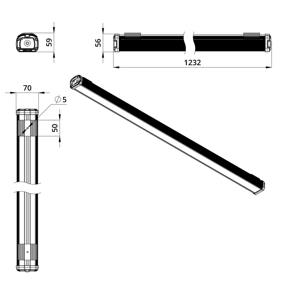 Т-Линия Компакт 85 1200мм CRI70 3000К Прозрачный