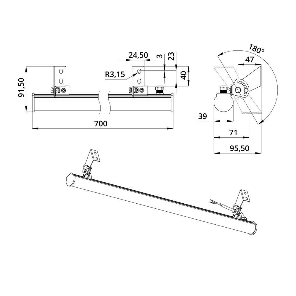 Модерн 3 700мм 3000К Опал