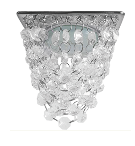 Ecola GX53 H4 5358 Glass Квадрат "Хрустальная гроздь" Прозрачный / Хром 150x110x110 /FR53RVECB/