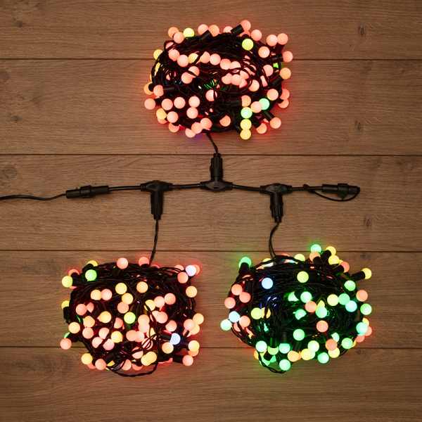 Уличная IP54 Гирлянда LED ClipLight МУЛЬТИШАРИКИ 3 нити по 20 м, 24V, свечение с динамикой, цвет диодов RGB 323-619