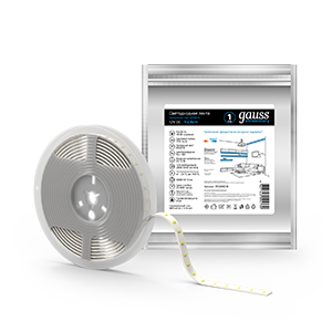 Gauss Лента IP20 12V  9,6Вт/м 6500К  Elementary 2835/120-SMD 9.6W  12V DC   (блистер 5м)