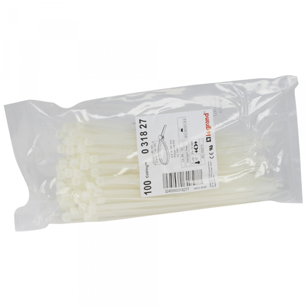Хомут (стяжка)  пластик  4.6 х 180  бесцвет.  (100шт)  Colring  LGR 031827