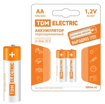 Аккумулятор TDM AAA-800 mAh Ni-MH BP-2 (кратно 2)