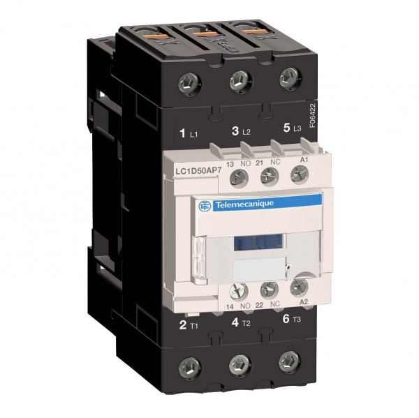 Контактор  Schneider Electric  50А  3П  катушка управления  230В  AC  дополнительный контакт 1НО+1НЗ  TeSys_D