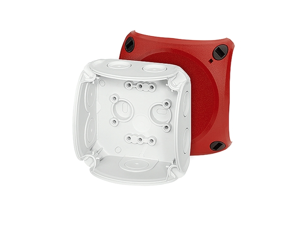 Коробка пустая HENSEL DK 0200 R 93х93х62, без клемм, 7+1 мембр.вводов, серый/красный, PP, IP66