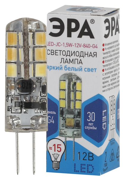 Светодиодная лампа ЭРА G4 1,5Вт 12В 4000К