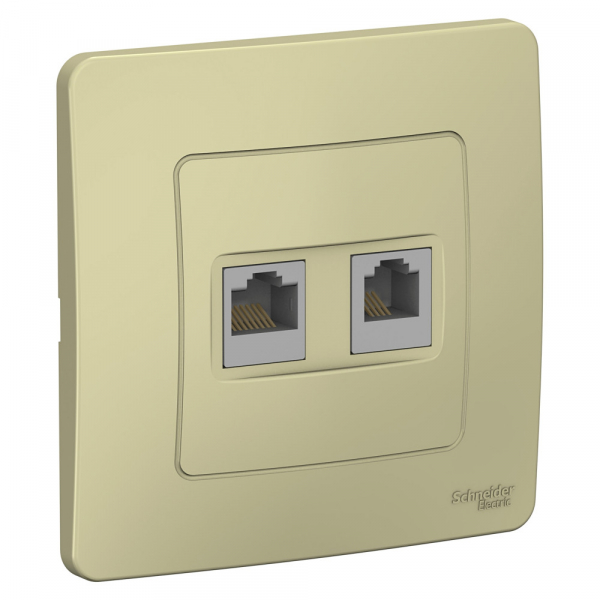 BLANCA  Бежевый Розетка 2-местная: компьютерная RJ45, категория 5E + телефон. RJ11,  скрытая установка BLNIS045117
