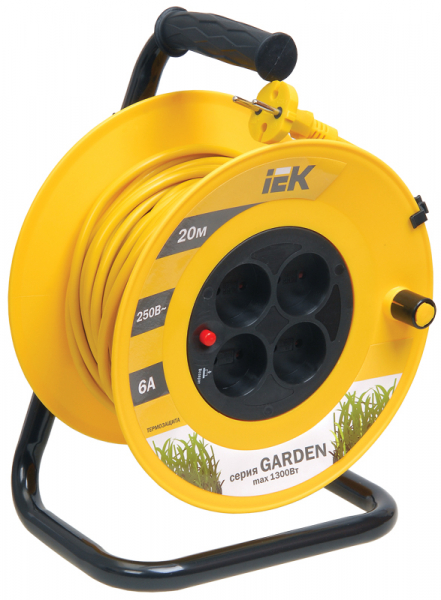 Катушка IEK  "Garden" УК20 с термозащитой, 4 места 2Р/20м 2х0,75 мм2