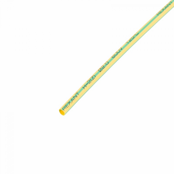 Термоусаживаемая трубка ТУТнг 2/1 желто-зеленая 1 м REXANT 20-2007