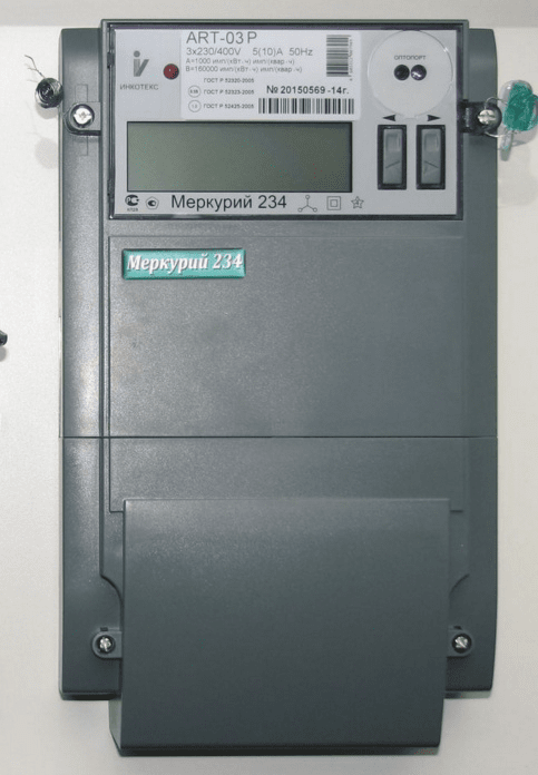 Счетчик Меркурий 234 ART2-01 PR 5-60А 380В RS-485 ЖКИ 2-тарифный