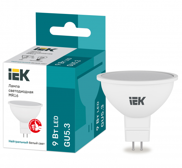 Светодиодная лампа IEK MR16 9Вт 230В 4000К GU5.3