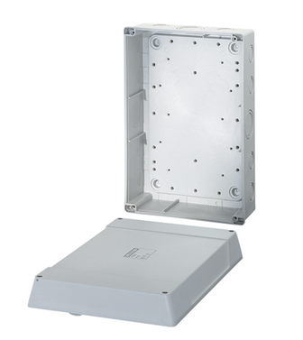 K 9500 - Коробка ответвительная пустая, размер 310х210х116, цвет серый, материал полистирол, преднамеченные выбиваемые отверстия на 16 вводов  M25/32/40/50, под кабель до 50 мм2, кабельные ввода заказываются отдельно, IP 55 (ESM) / IP 65 (AKM)